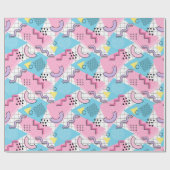 80's Memphis Active Pink Light Blue ラッピングペーパー (フラット)
