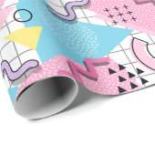 80's Memphis Active Pink Light Blue ラッピングペーパー (ロールコーナー)