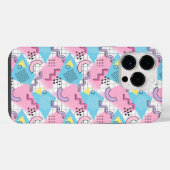 80's Memphis Active Pink Light Blue iPhoneケース (裏面横)