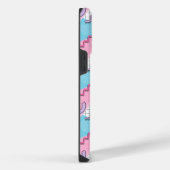 80's Memphis Active Pink Light Blue iPhoneケース (右側面)