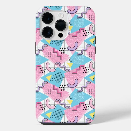 80's Memphis Active Pink Light Blue iPhoneケース (裏面)