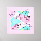 80's Memphis Active Pink Light Turquoise キャンバスプリント (正面)