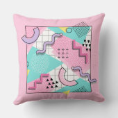 80's Memphis Active Pink Light Turquoise クッション (裏面)