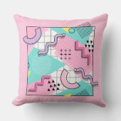 80's Memphis Active Pink Light Turquoise クッション (正面)