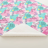 80's Memphis Active Pink Light Turquoise シェルパブランケット (3/4)