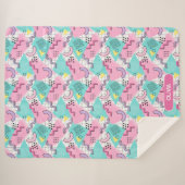 80's Memphis Active Pink Light Turquoise シェルパブランケット (正面(横))