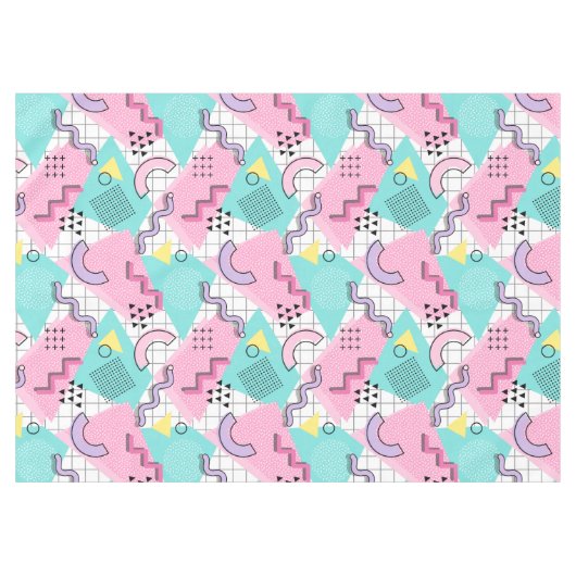 80's Memphis Active Pink Light Turquoise テーブルクロス (正面(横))