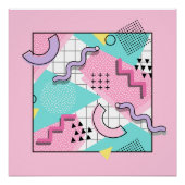 80's Memphis Active Pink Light Turquoise ポスター (正面)