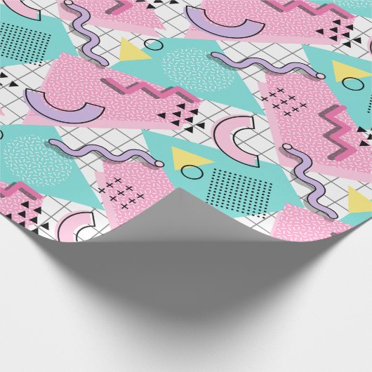 80's Memphis Active Pink Light Turquoise ラッピングペーパー (角)