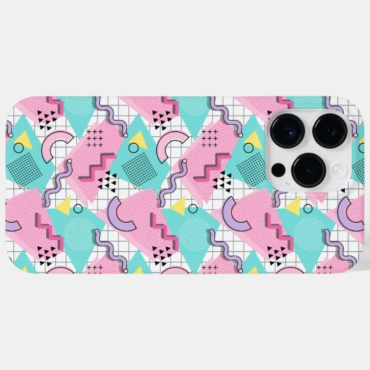 80's Memphis Active Pink Light Turquoise Case-Mate iPhoneケース (裏面 (横))