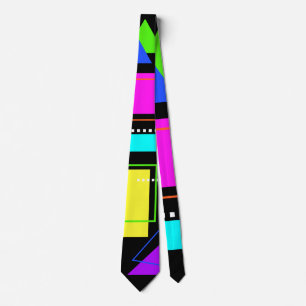 80S NEON FLUORESCENT COLOR GEOMETRIC SHAPE PATTERN ネクタイ