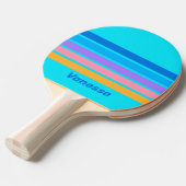 80s Neon Ocean Sky Across Striping with Name 卓球ラケット (正面アングル)