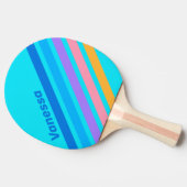 80s Neon Ocean Sky Angled Striping with Name 卓球ラケット (横)