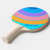 80s Neon Ocean Sky Circle Stripe with Name 卓球ラケット (正面アングル)