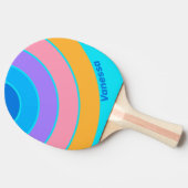 80s Neon Ocean Sky Circle Stripe with Name 卓球ラケット (横)