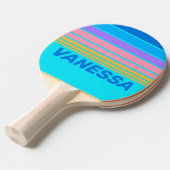 80s Neon Ocean Sky Horizon Striping with Name 卓球ラケット (正面アングル)