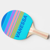 80s Neon Ocean Sky Horizon Striping with Name 卓球ラケット (横)