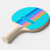 80s Neon Ocean Sky Pin Striped with Name 卓球ラケット (正面アングル)