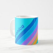 80s Neon Ocean Sky Stripes with Name コーヒーマグカップ (正面左)