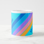 80s Neon Ocean Sky Stripes with Name ジャンボコーヒーマグカップ (正面)