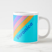 80s Neon Ocean Sky Stripes with Name ジャンボコーヒーマグカップ (右)