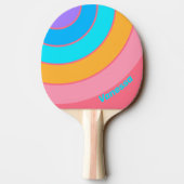 80s Neon Sunrise Circle Stripe with Name 卓球ラケット (裏面)