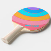 80s Neon Sunrise Circle Stripe with Name 卓球ラケット (正面アングル)