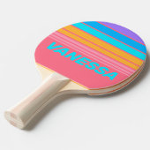 80s Neon Sunrise Horizon Striping with Name 卓球ラケット (正面アングル)