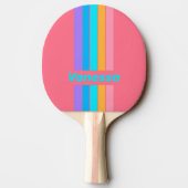 80s Neon Sunrise Pin Striped with Name 卓球ラケット (裏面)