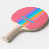 80s Neon Sunrise Pin Striped with Name 卓球ラケット (正面アングル)