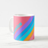 80s Neon Sunrise Stripes with Name コーヒーマグカップ (正面左)