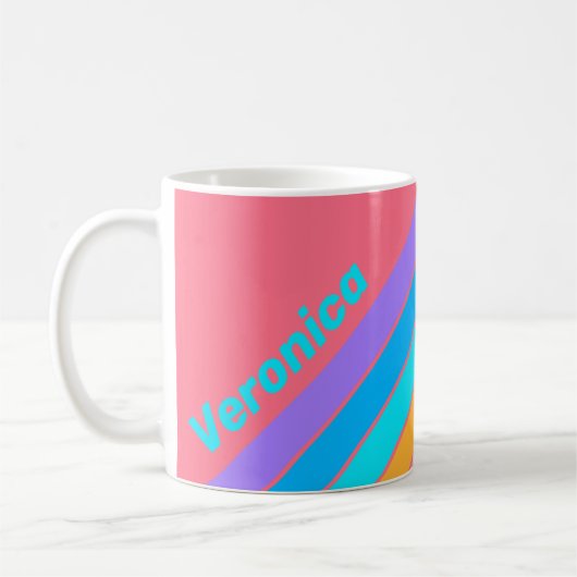 80s Neon Sunrise Stripes with Name コーヒーマグカップ (左)