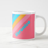 80s Neon Sunrise Stripes with Name ジャンボコーヒーマグカップ (右)
