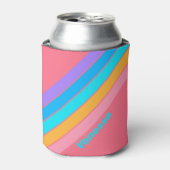 80s Neon Sunrise Stripes with Name 缶クーラー (缶正面)