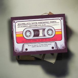 80s Nostalgiaカセットテープミックスおもしろい50誕生日 招待状