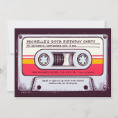 80s Nostalgiaカセットテープミックスおもしろい50誕生日 招待状 (正面)