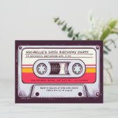 80s Nostalgiaカセットテープミックスおもしろい50誕生日 招待状 (スタンド正面)