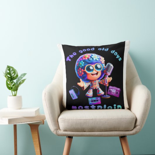80s Nostalgia Groove 20x20 Throw Pillow. クッション (椅子)