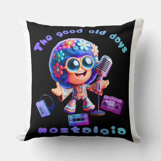 80s Nostalgia Groove 20x20 Throw Pillow. クッション (正面)