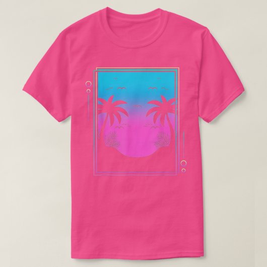 80s Palm Trees Sunrise Beach Tropical Summer Vapor Tシャツ (デザイン正面)