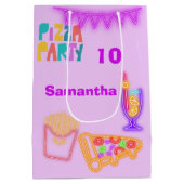 80s Pizza Party Gift Bag - Neon Arcade Theme ミディアムペーパーバッグ (裏面)