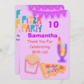 80s Pizza Party Thank You Card - Neon サンキューカード (正面/裏面)