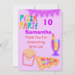 80s Pizza Party Thank You Card - Neon サンキューカード