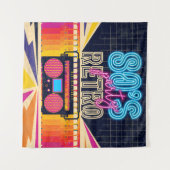 80s, retro music party. Old style poster. Disco fl タペストリー (正面(横))