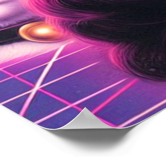 80s Retrowave Cat Woman ポスター (角)