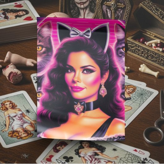 80s Retrowave Cat Woman 薄葉紙