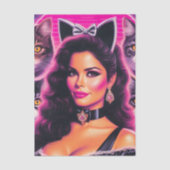 80s Retrowave Cat Woman 薄葉紙 (正面)