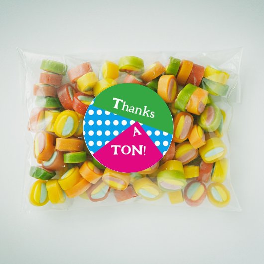 80s style bold shapes and colors ラウンドシール