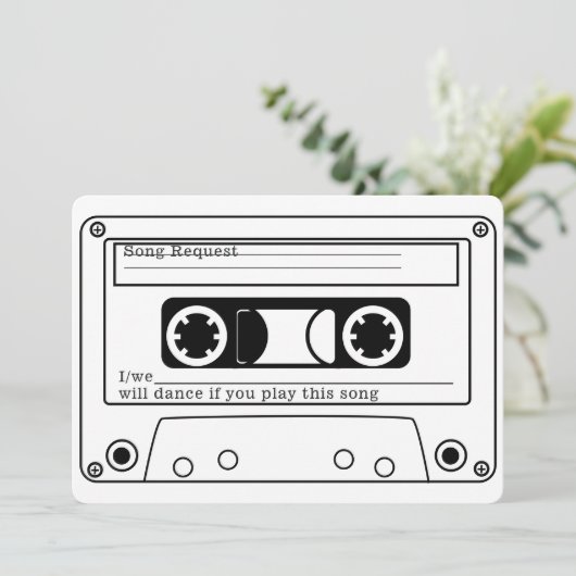 80s Style Retro Music Tape Wedding RSVP 招待状 (スタンド正面)