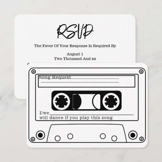 80s Style Retro Music Tape Wedding RSVP 招待状 (正面/裏面)